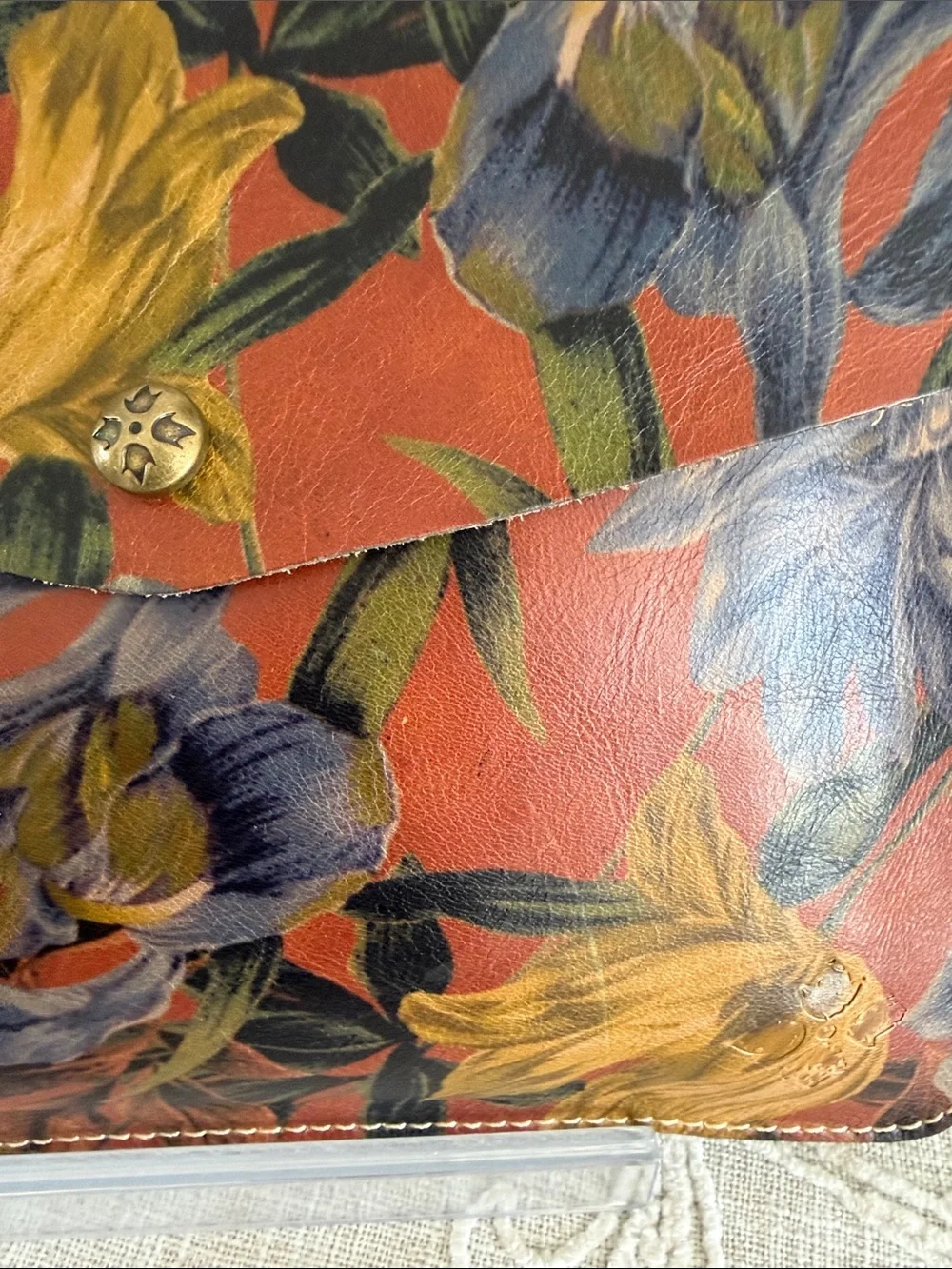 Patricia Nash Brown Multicolor Floral Envelope Clutch